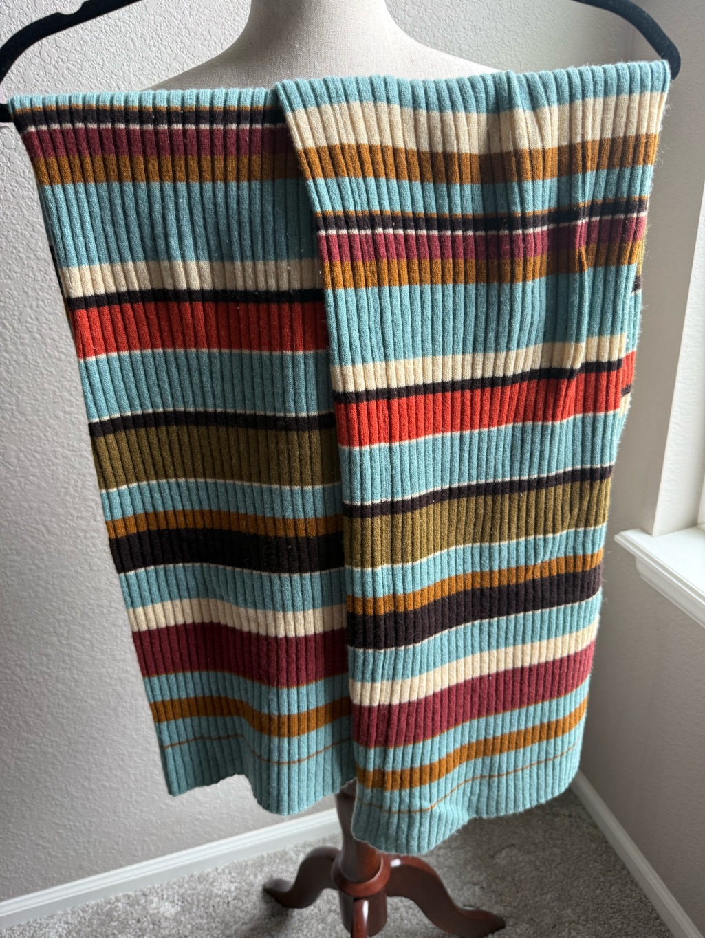 Ulla Johnson Wool & Cashmere Striped Ribbed Knit Flare Pants Multi Color